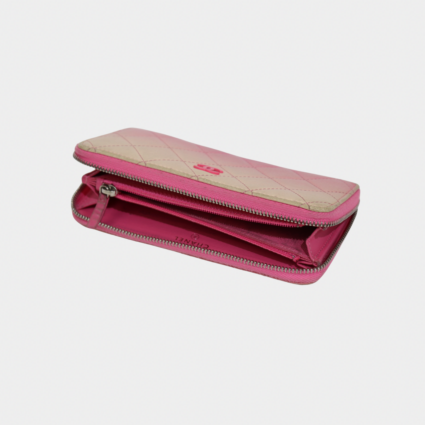 Chanel Pink & White Ombre Quilted Wallet