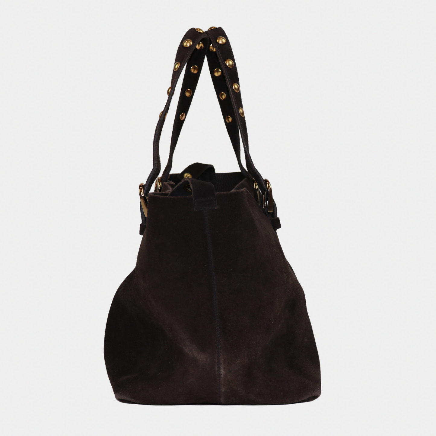 Miu Miu Brown Suede Studded Tote Bag