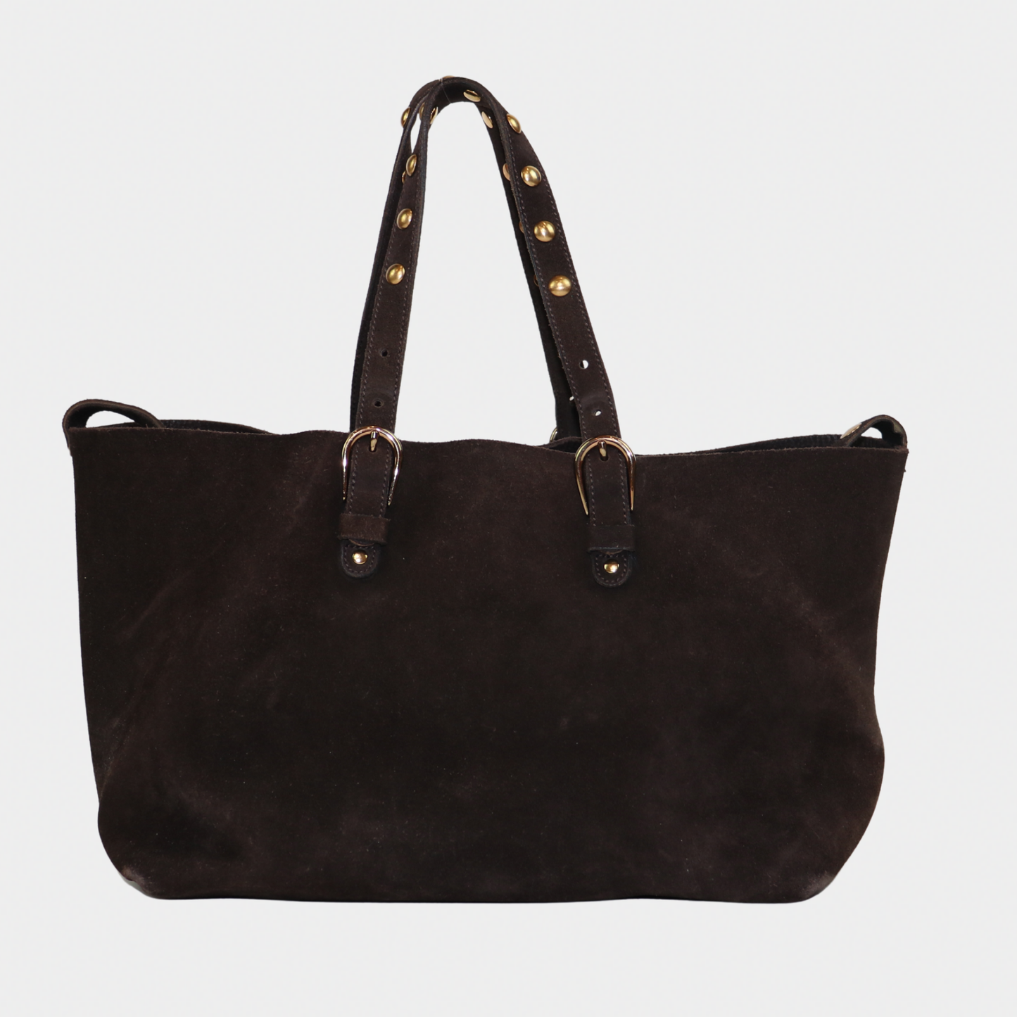 Miu Miu Brown Suede Studded Tote Bag