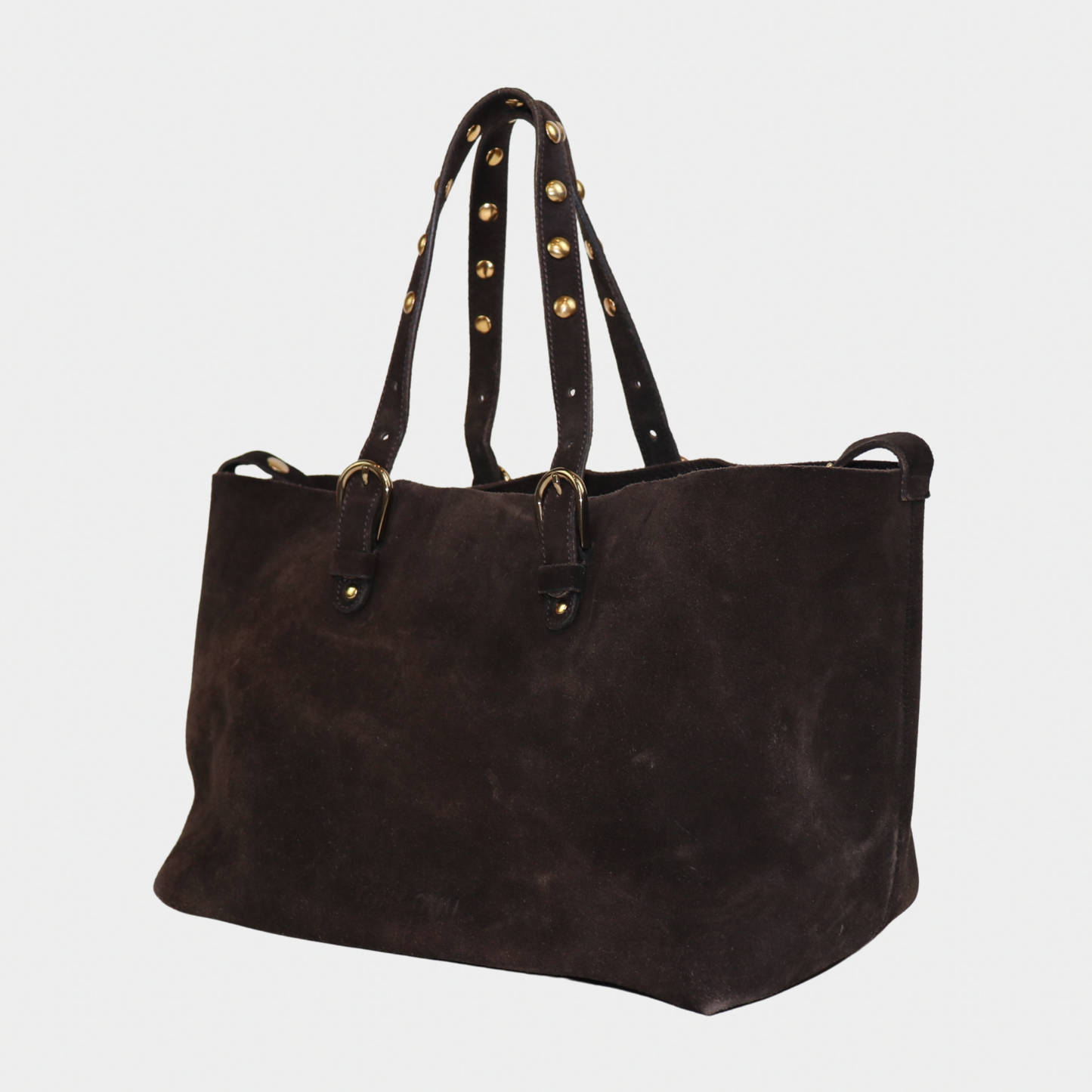 Miu Miu Brown Suede Studded Tote Bag