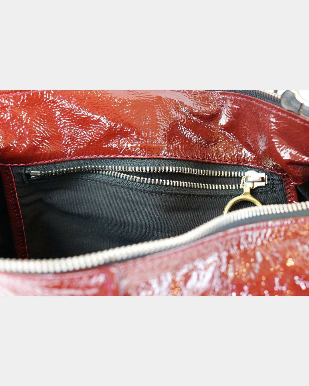 Chloe Red Patent Leather Chain Strap Bag