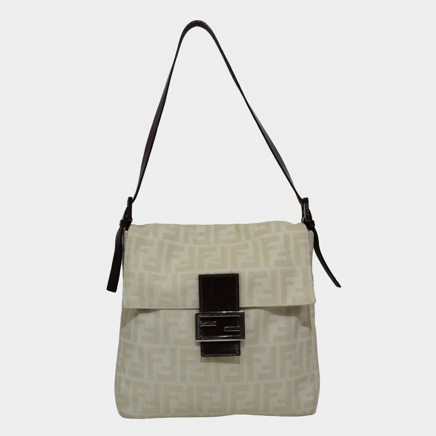 Fendi Zucca Cream Mamma Style Shoulder Bag
