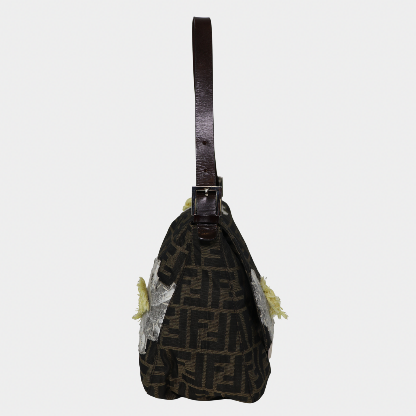 Floral Embroidered Fendi Mama Baguette Brown Monogram
