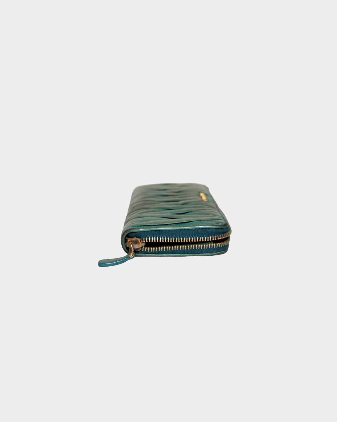 Miu Miu Teal Matlasse Long Wallet