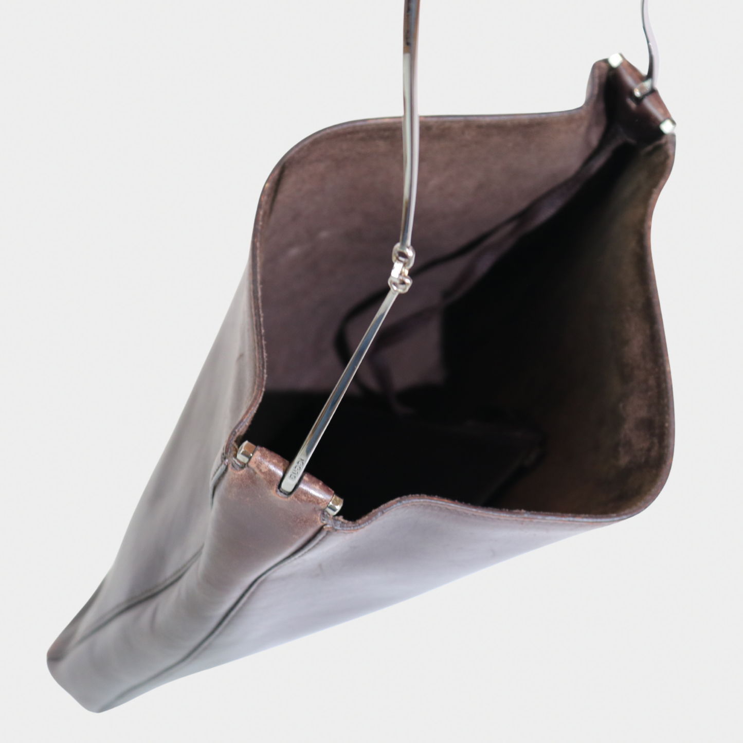Gucci Metal Horsebit Handle Leather Tote