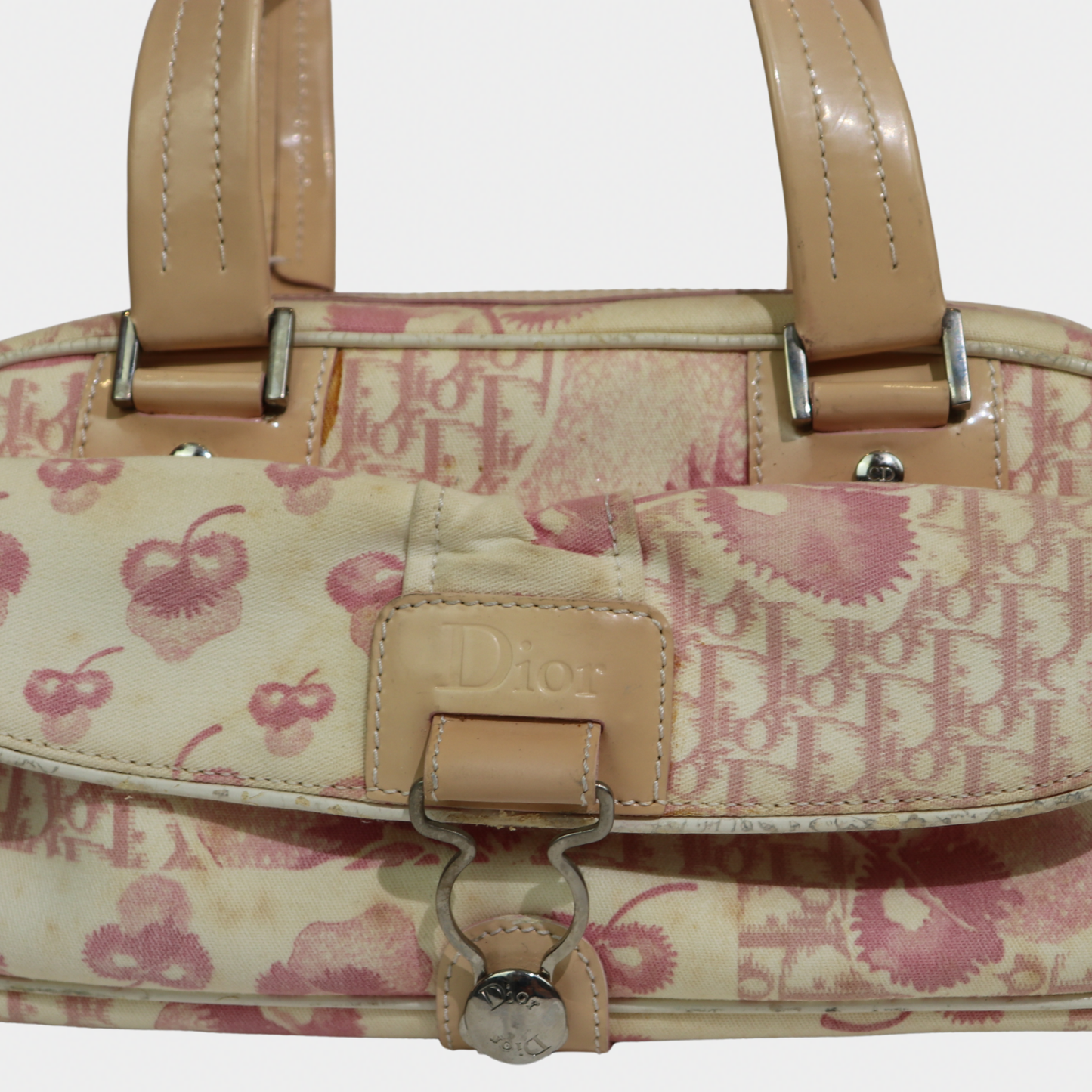 Dior Pink Cherry Diorissimo Mini Bowler Bag