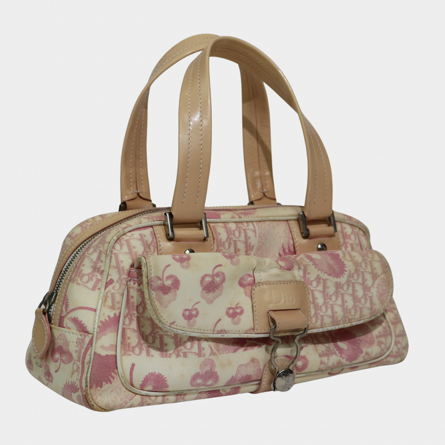 Dior Pink Cherry Diorissimo Mini Bowler Bag