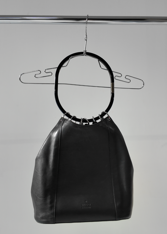 Gucci F/W 1999 Tom Ford Black Hoop Handle Bucket Bag