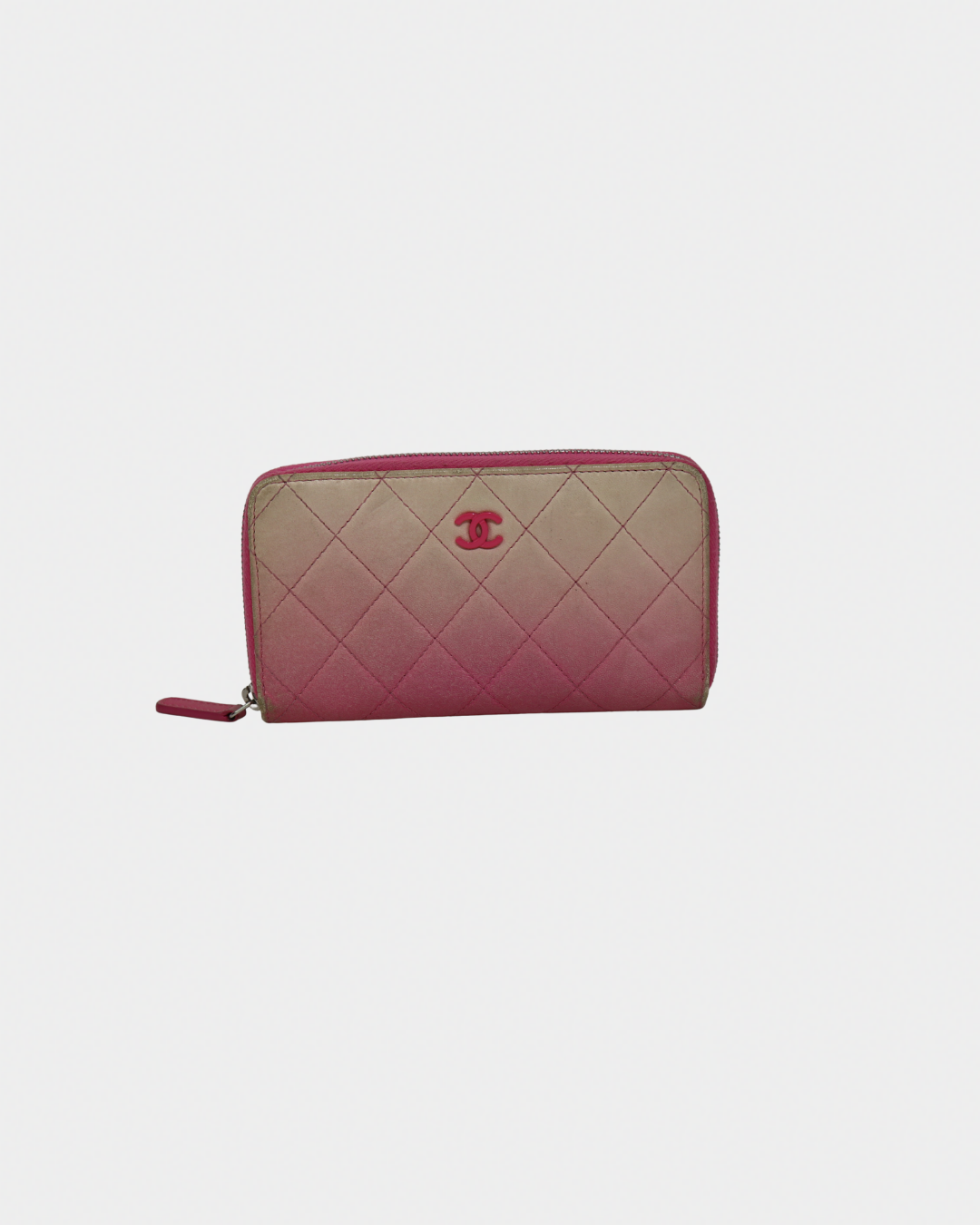 Chanel Pink & White Ombre Quilted Wallet