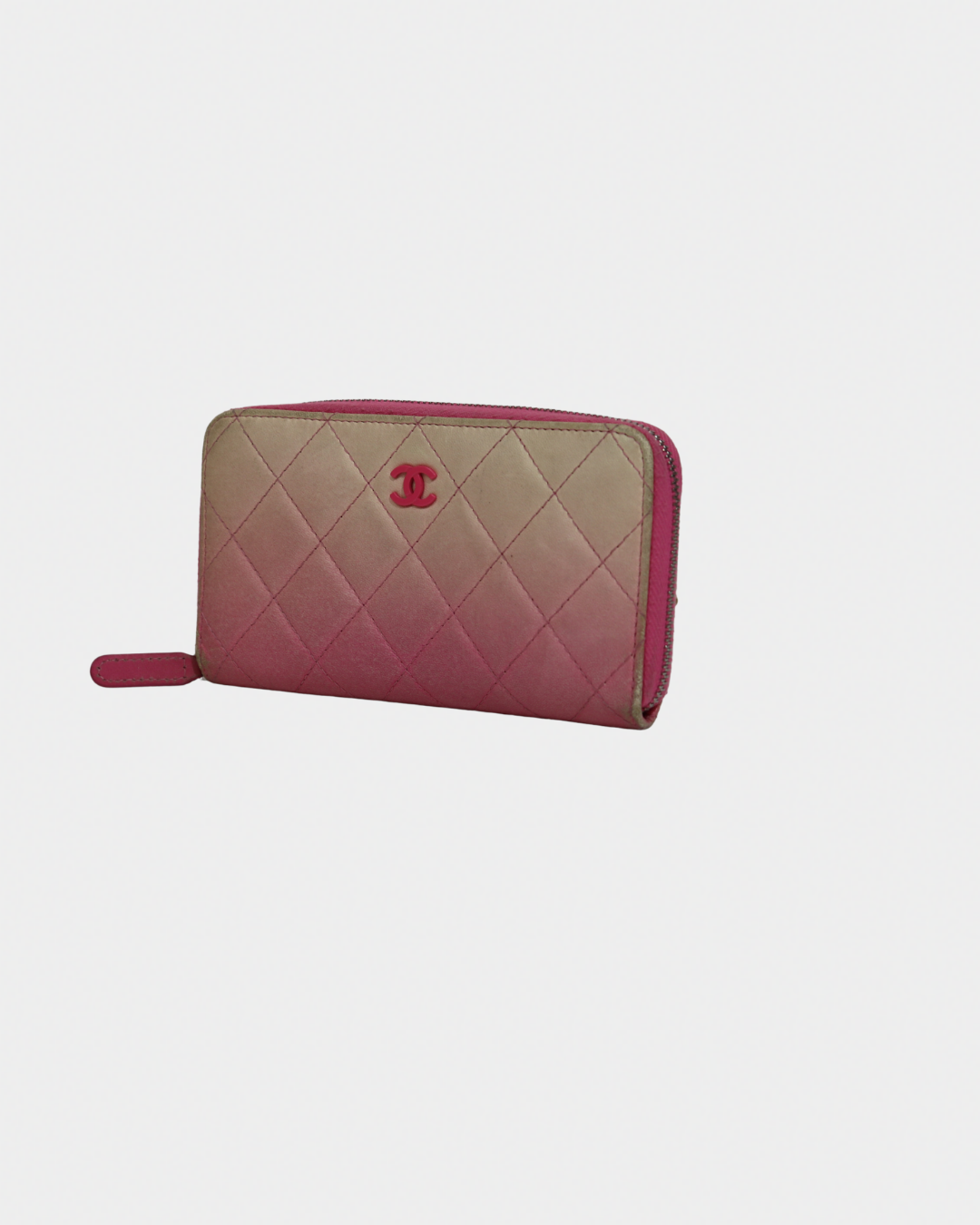 Chanel Pink & White Ombre Quilted Wallet