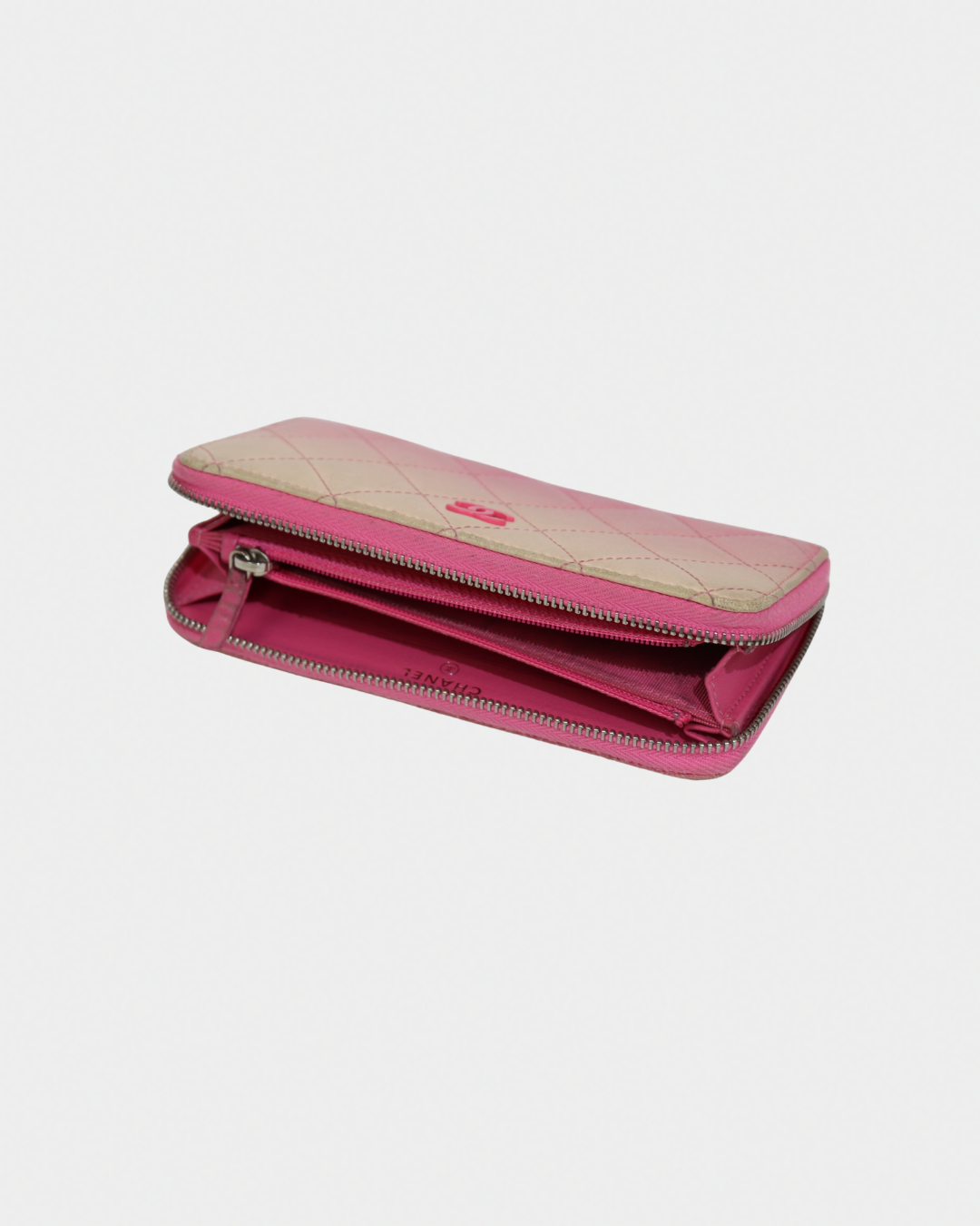 Chanel Pink & White Ombre Quilted Wallet