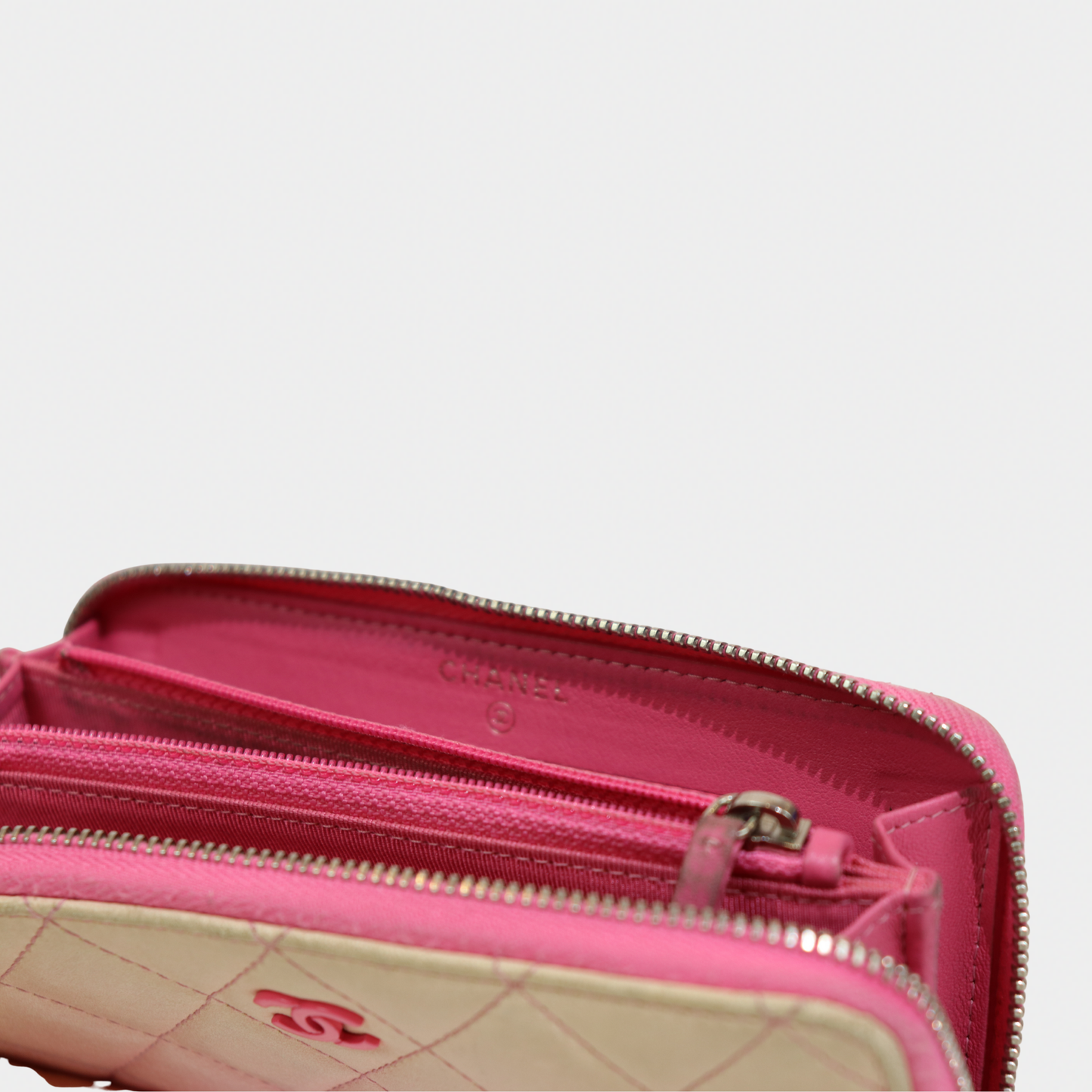 Chanel Pink & White Ombre Quilted Wallet