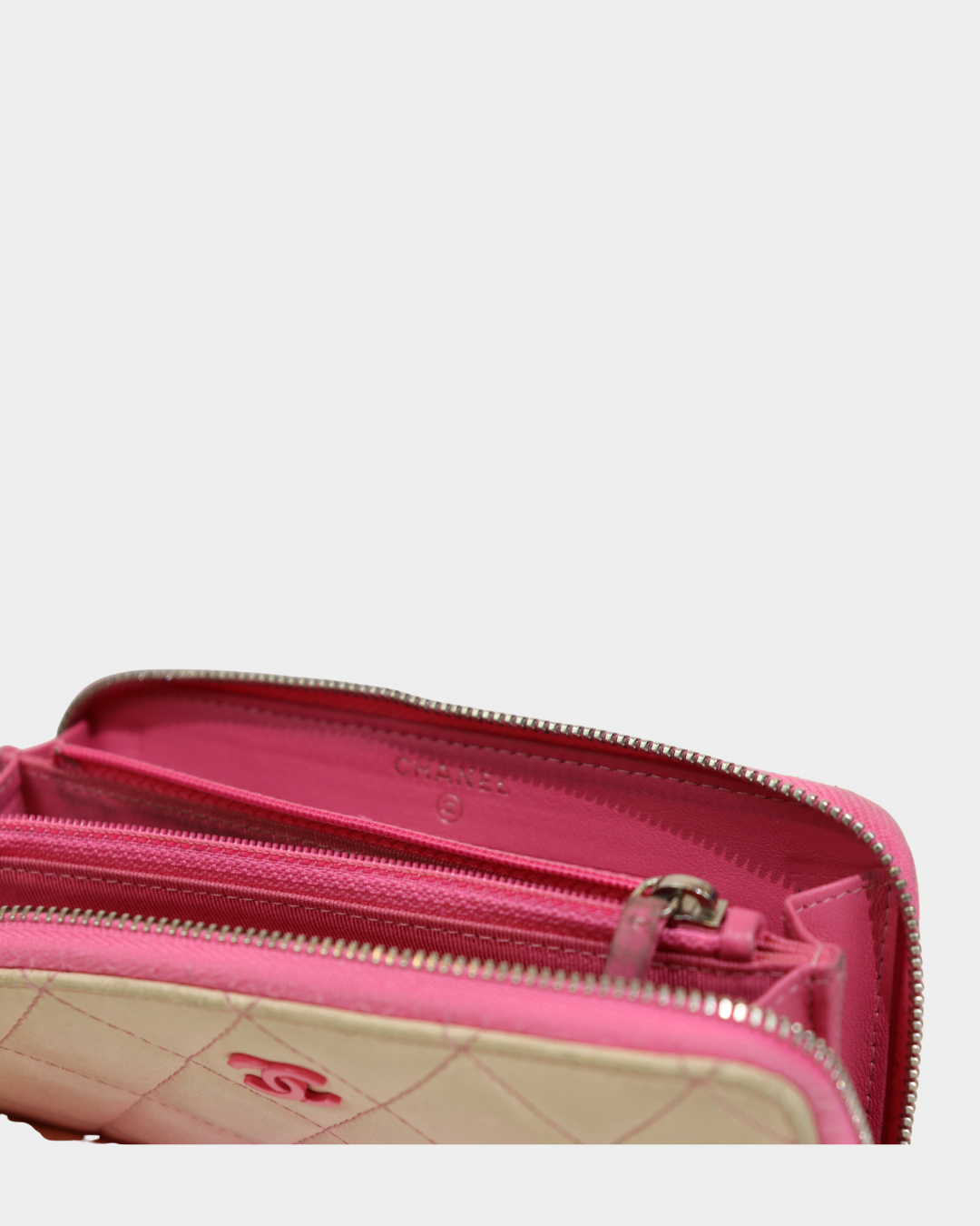 Chanel Pink & White Ombre Quilted Wallet