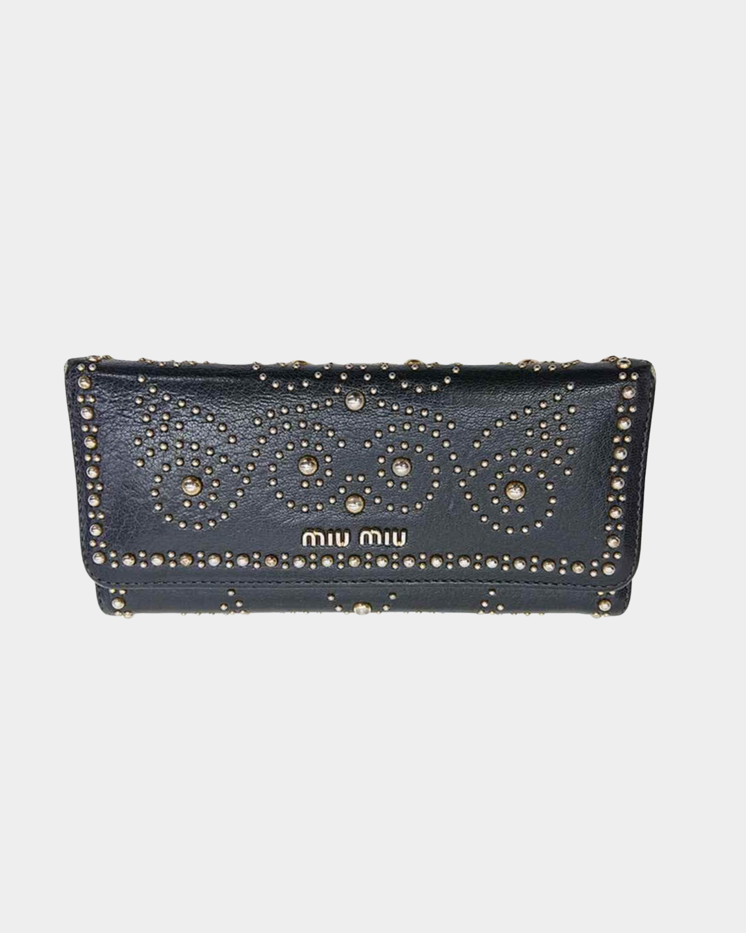 Miu Miu Studded Long Wallet Black