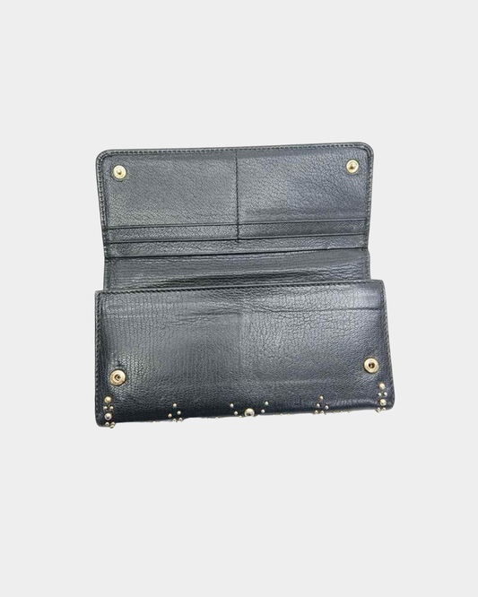 Miu Miu Studded Long Wallet Black