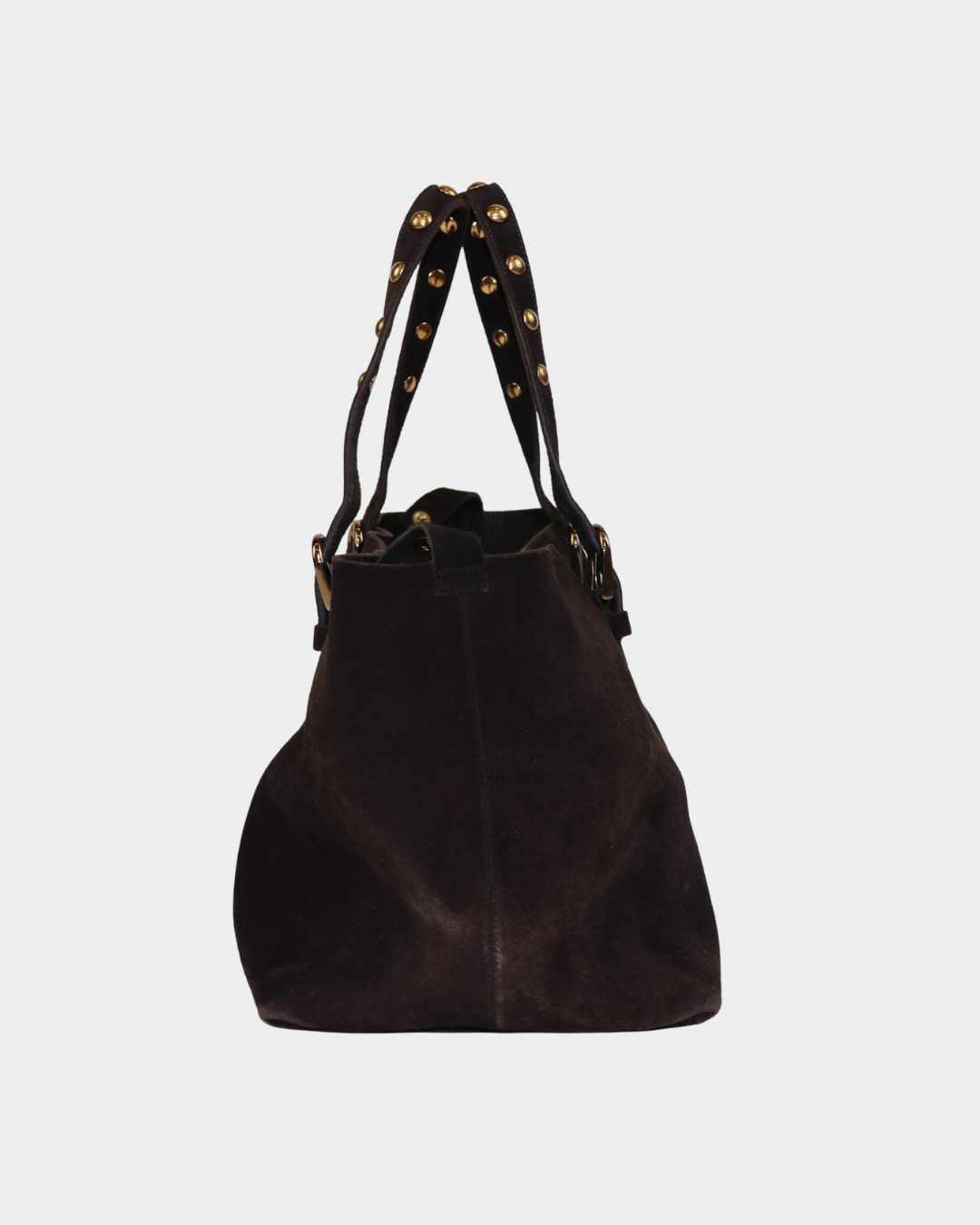 Miu Miu Brown Suede Studded Tote Bag
