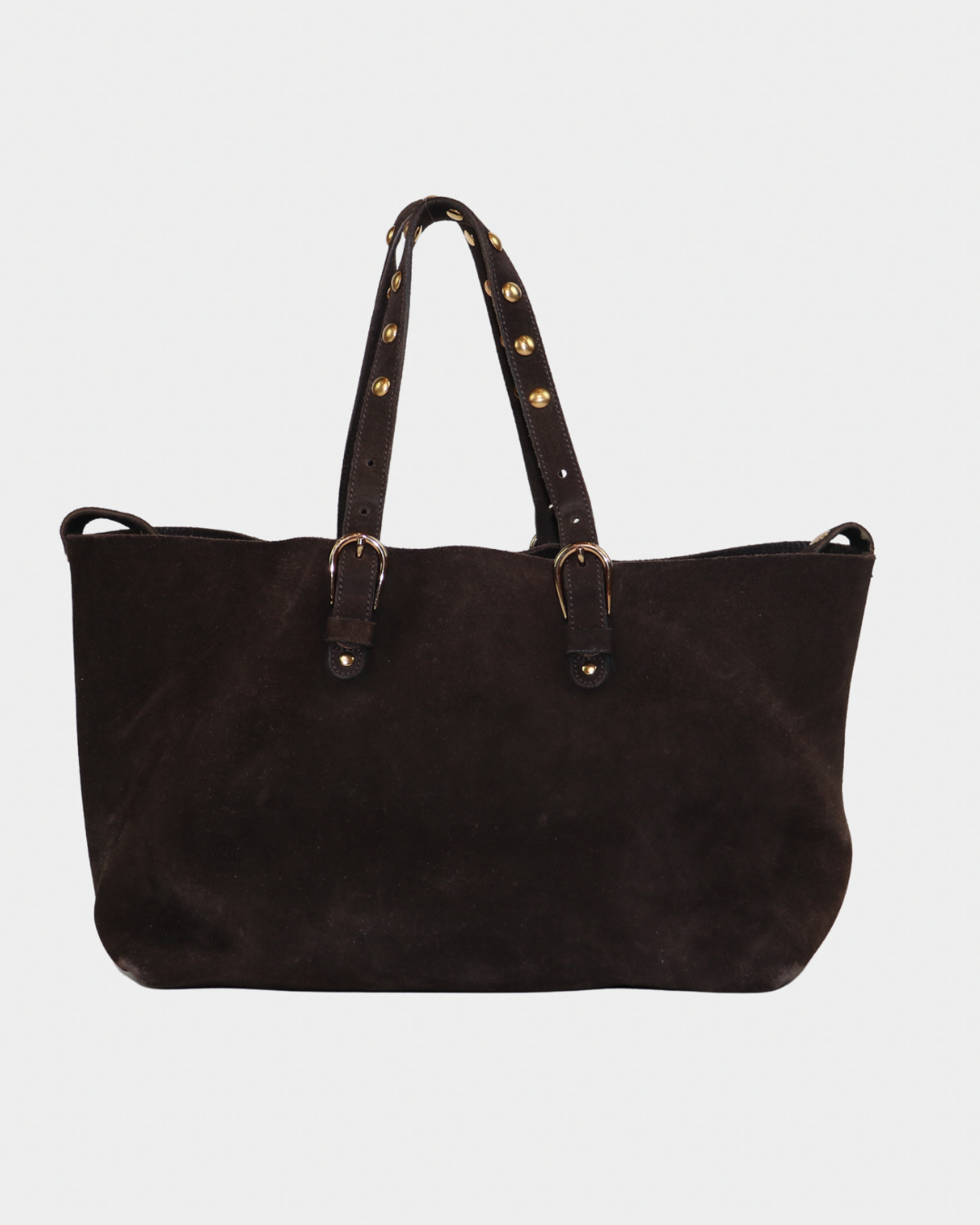 Miu Miu Brown Suede Studded Tote Bag