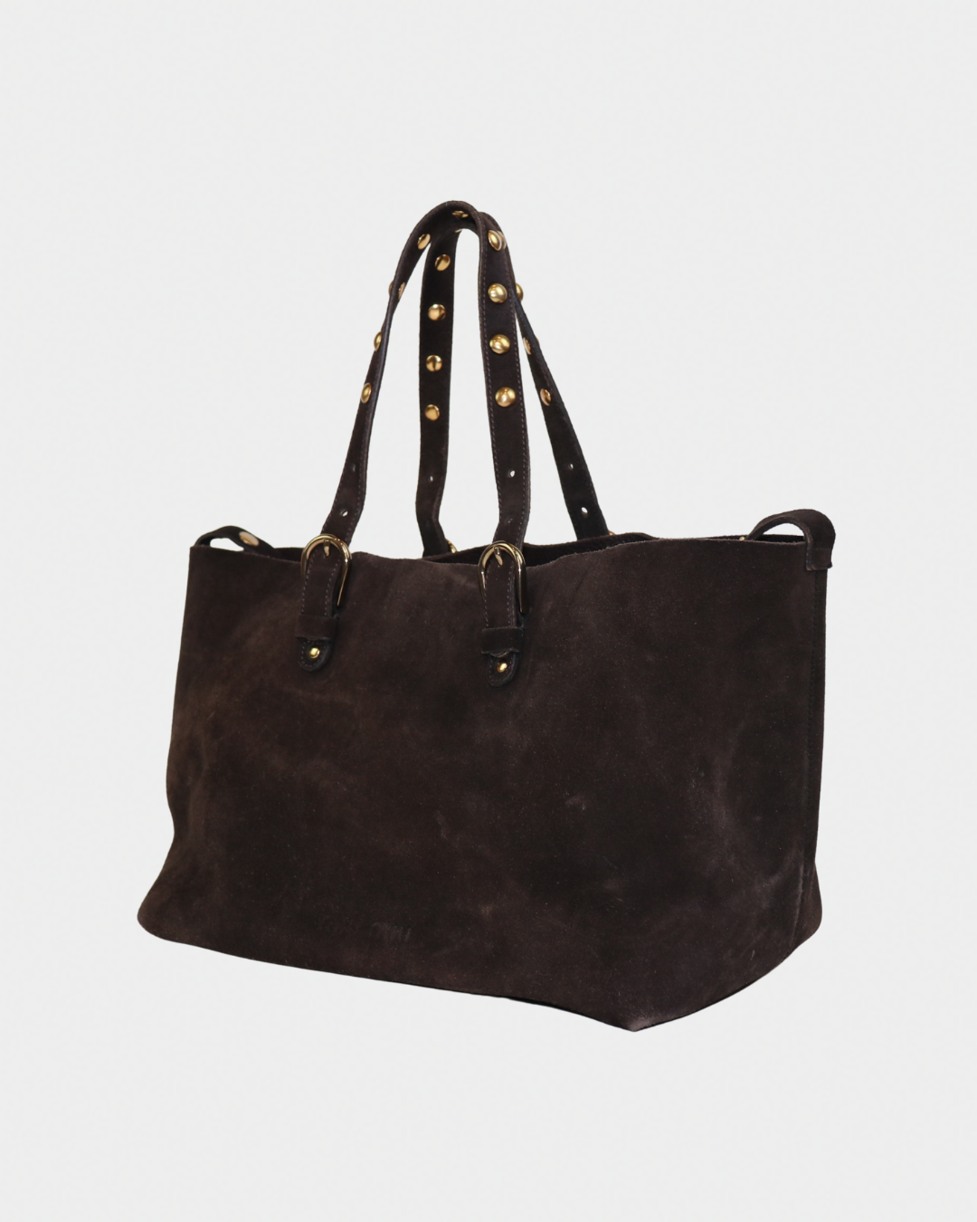 Miu Miu Brown Suede Studded Tote Bag