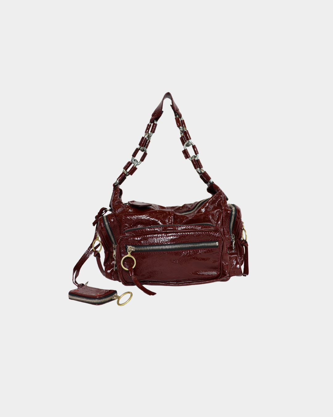 Chloe Red Patent Leather Chain Strap Bag