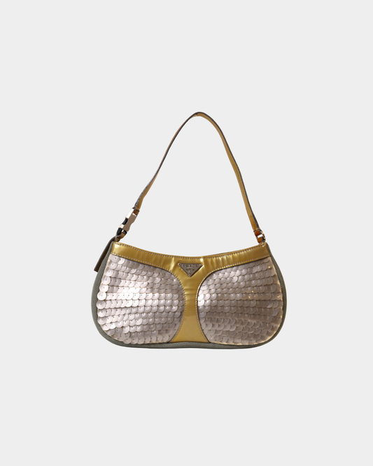 Prada Sequin Mesh Pink & Gold Shoulder Bag