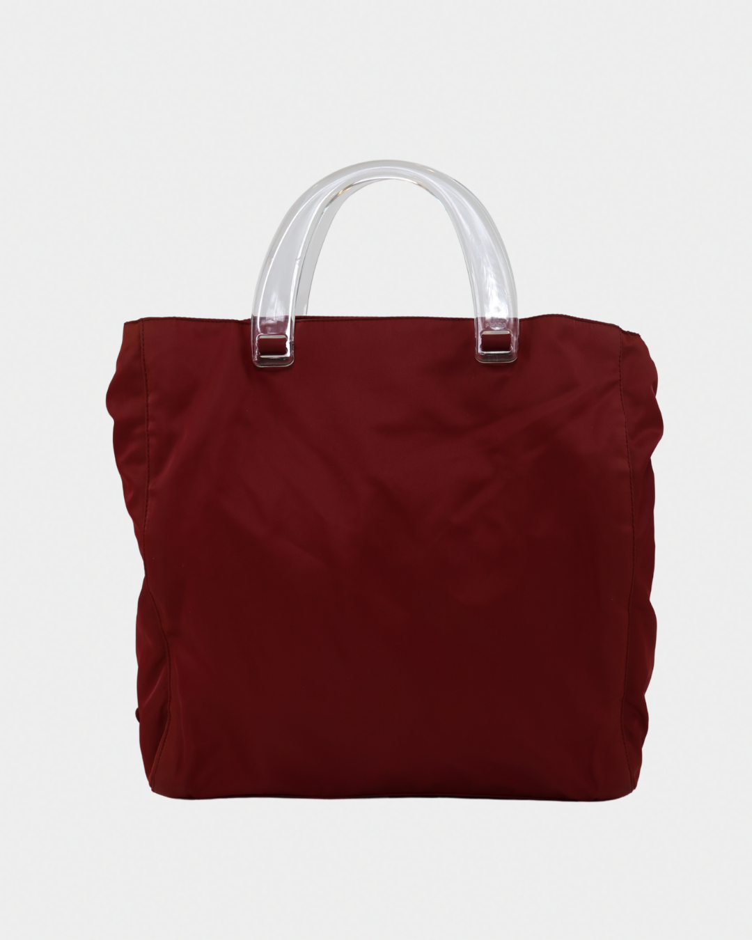 Prada Nylon Acrylic Handle Red Tote