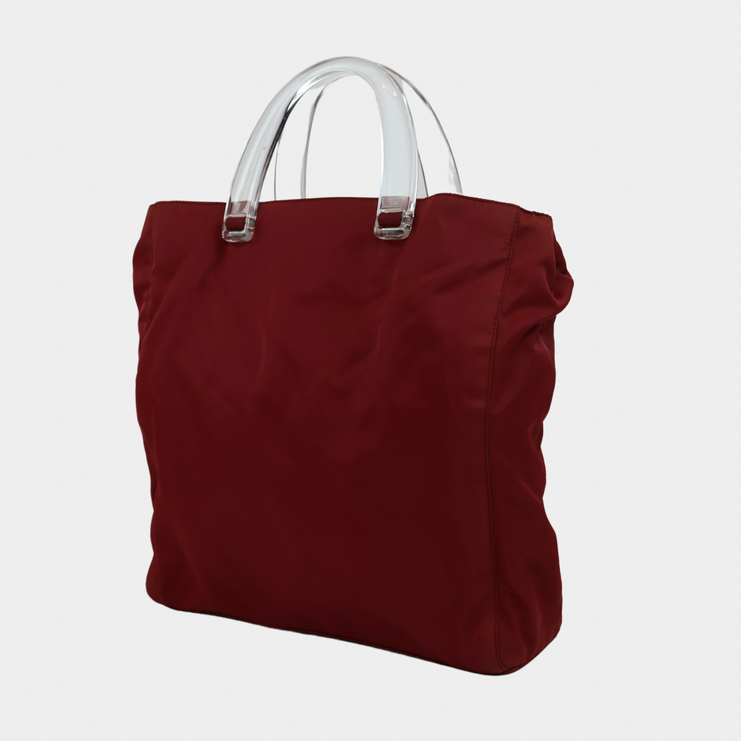 Prada Nylon Acrylic Handle Red Tote