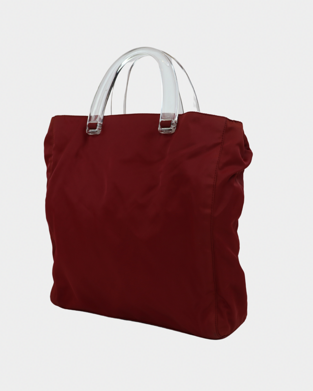 Prada Nylon Acrylic Handle Red Tote