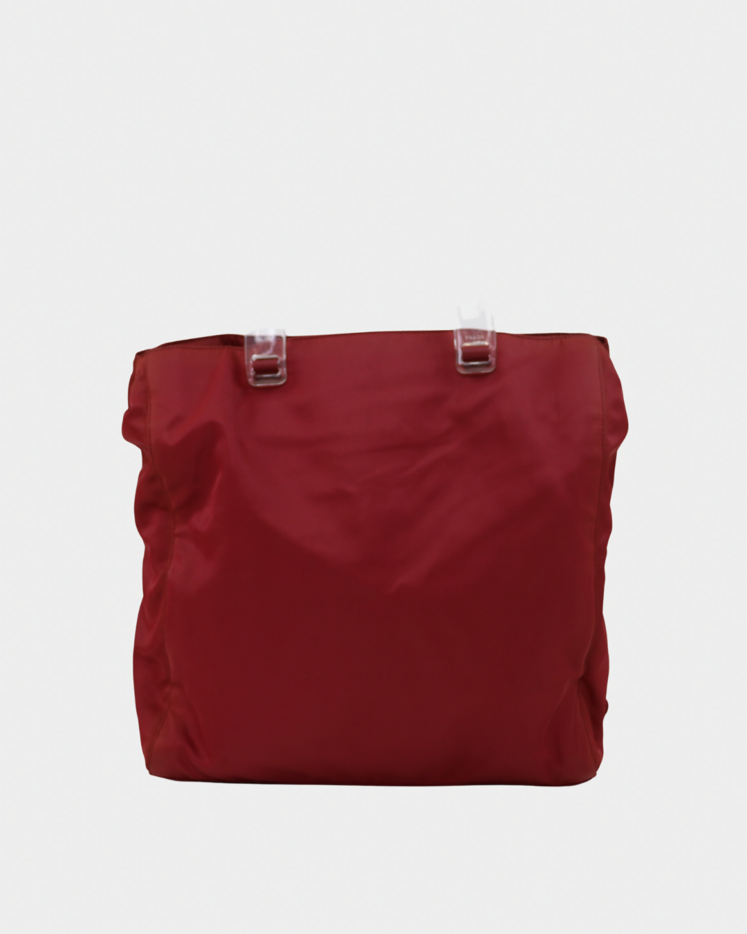 Prada Nylon Acrylic Handle Red Tote