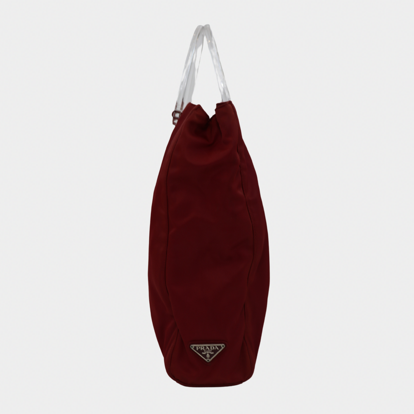 Prada Nylon Acrylic Handle Red Tote