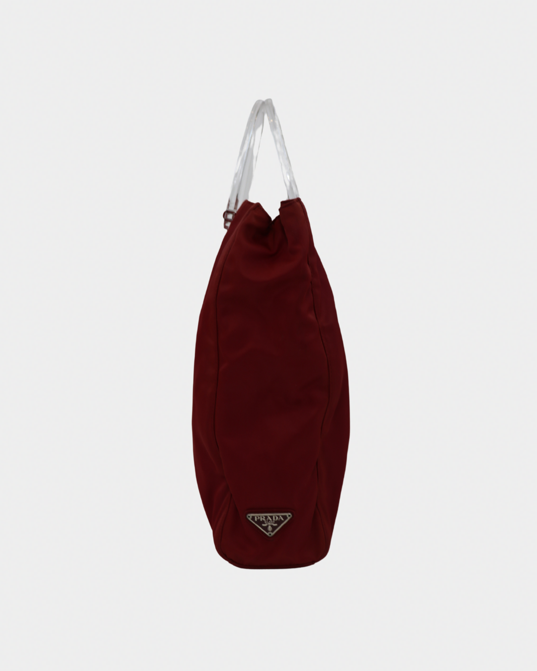 Prada Nylon Acrylic Handle Red Tote