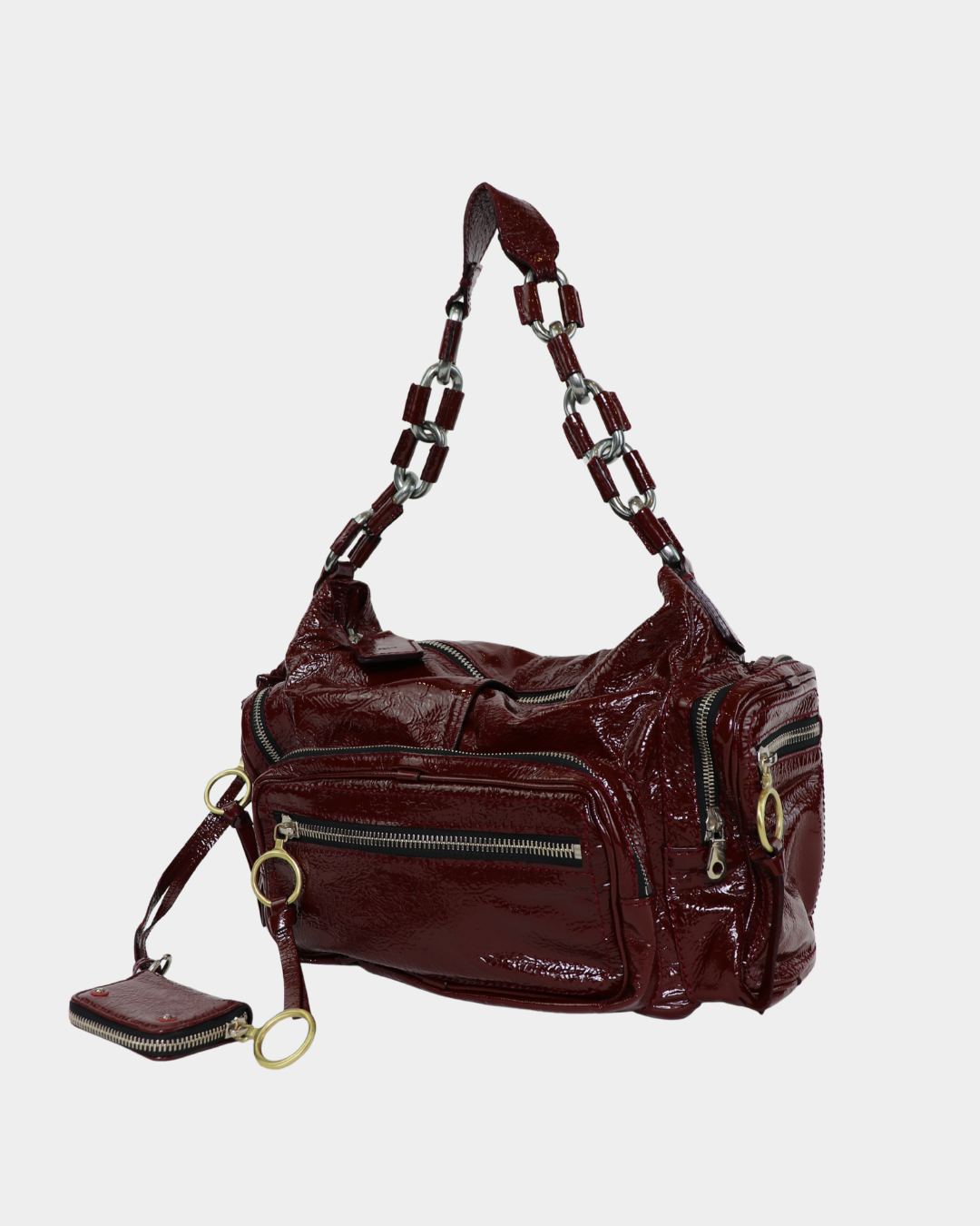 Chloe Red Patent Leather Chain Strap Bag