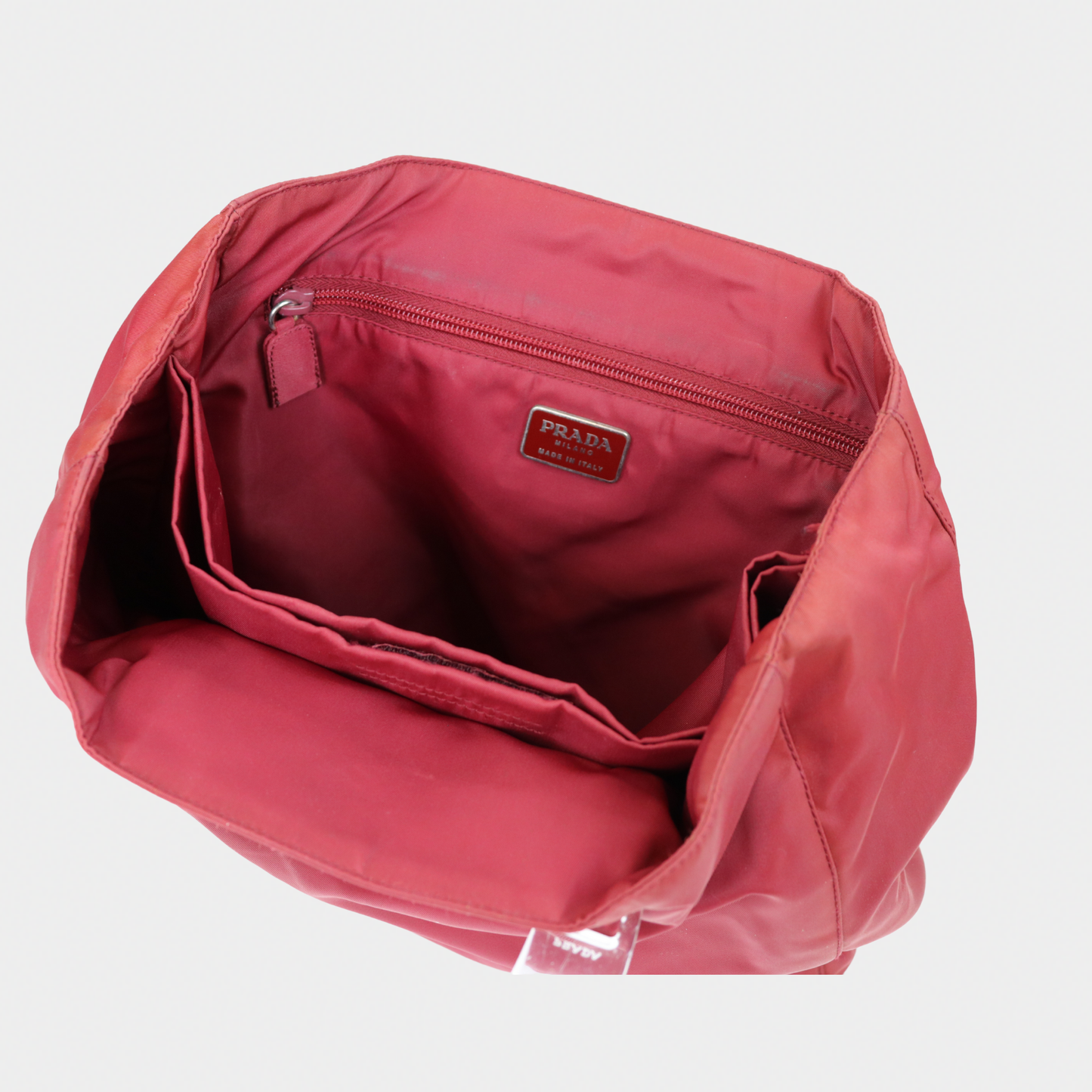 Prada Nylon Acrylic Handle Red Tote