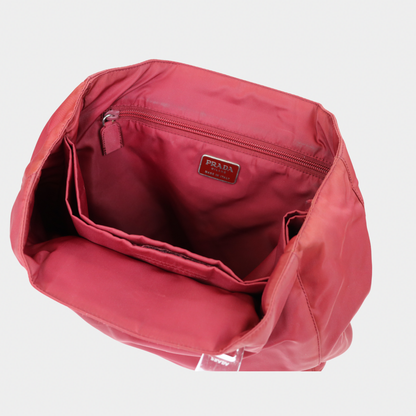 Prada Nylon Acrylic Handle Red Tote