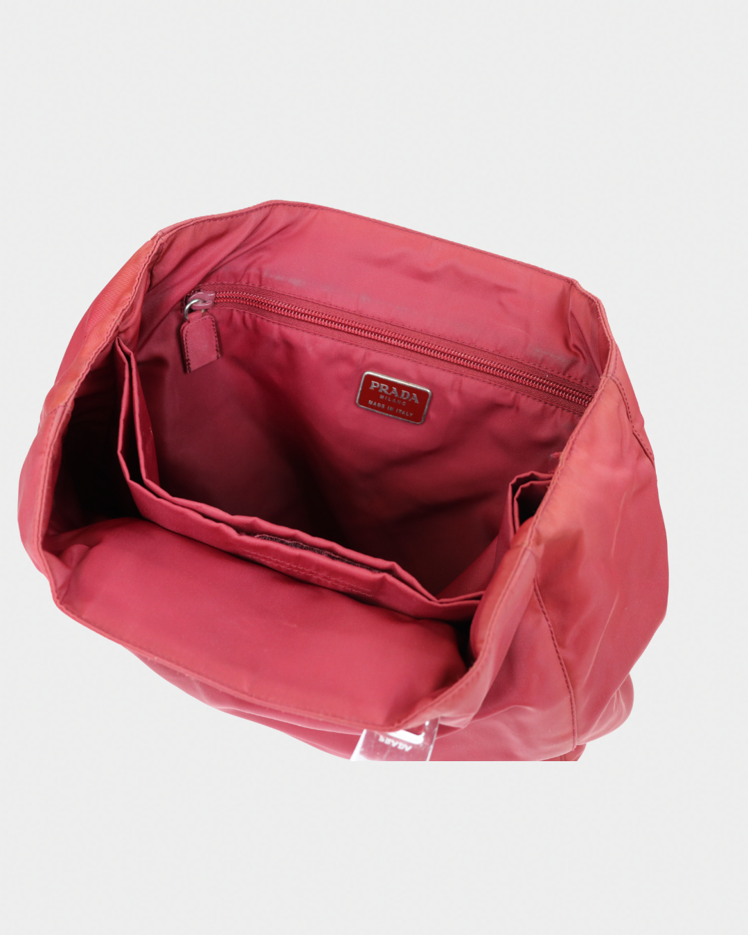 Prada Nylon Acrylic Handle Red Tote