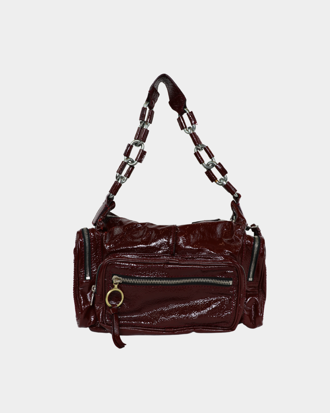 Chloe Red Patent Leather Chain Strap Bag