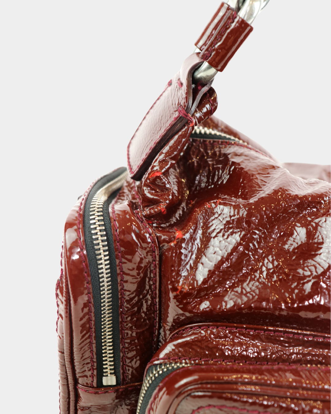 Chloe Red Patent Leather Chain Strap Bag