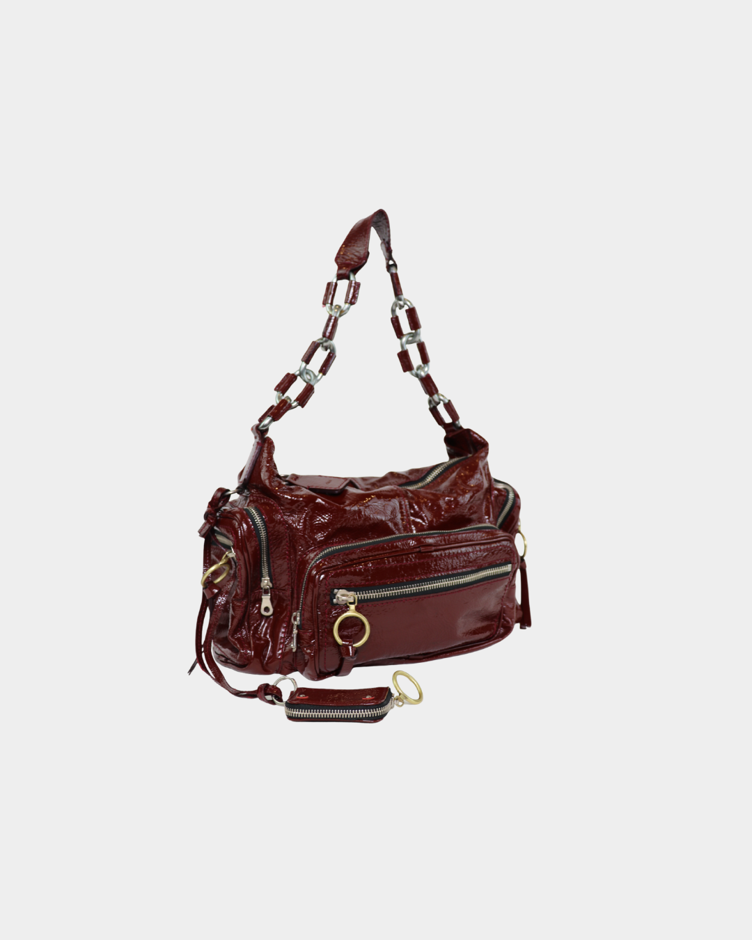 Chloe Red Patent Leather Chain Strap Bag