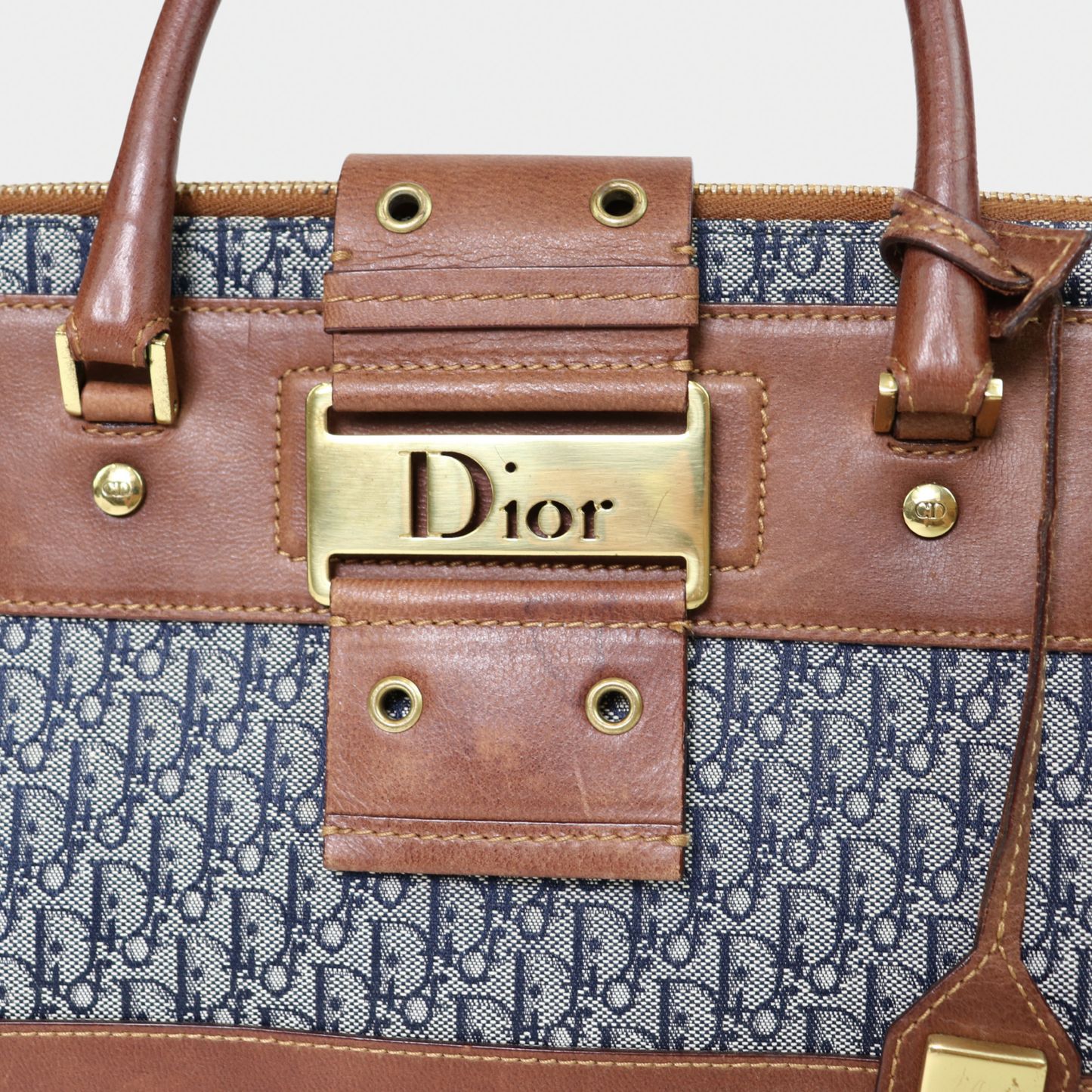 Christian Dior Navy Trotter Top Handle Bag