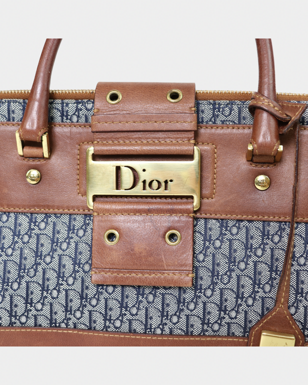 Christian Dior Navy Trotter Top Handle Bag