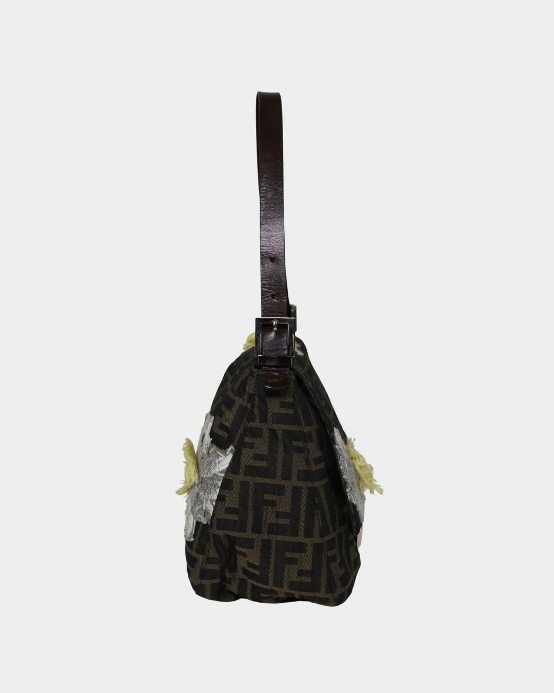 Floral Embroidered Fendi Mama Baguette Brown Monogram