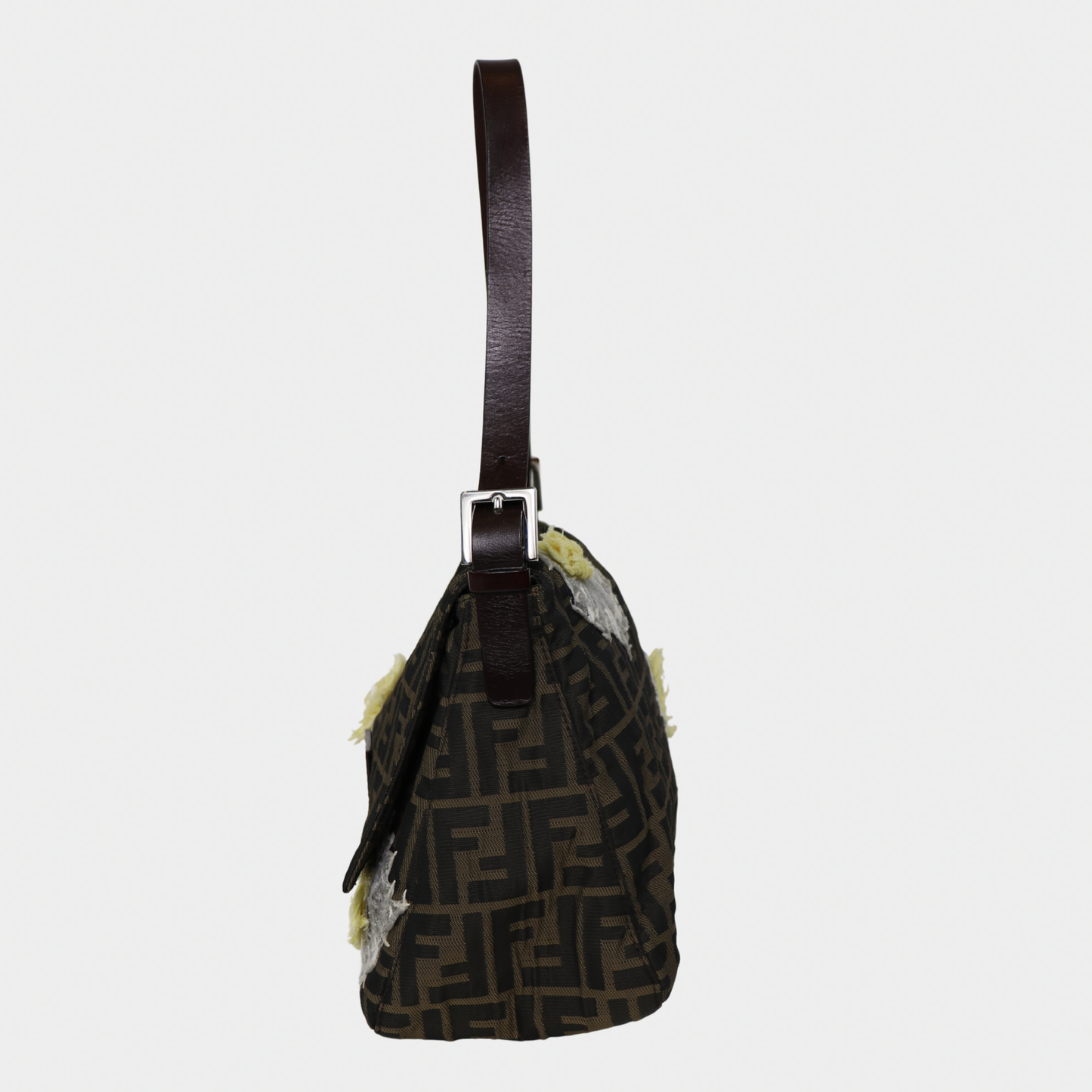 Floral Embroidered Fendi Mama Baguette Brown Monogram