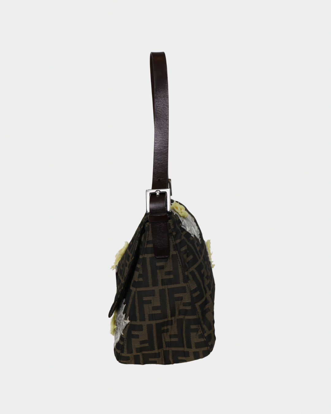 Floral Embroidered Fendi Mama Baguette Brown Monogram