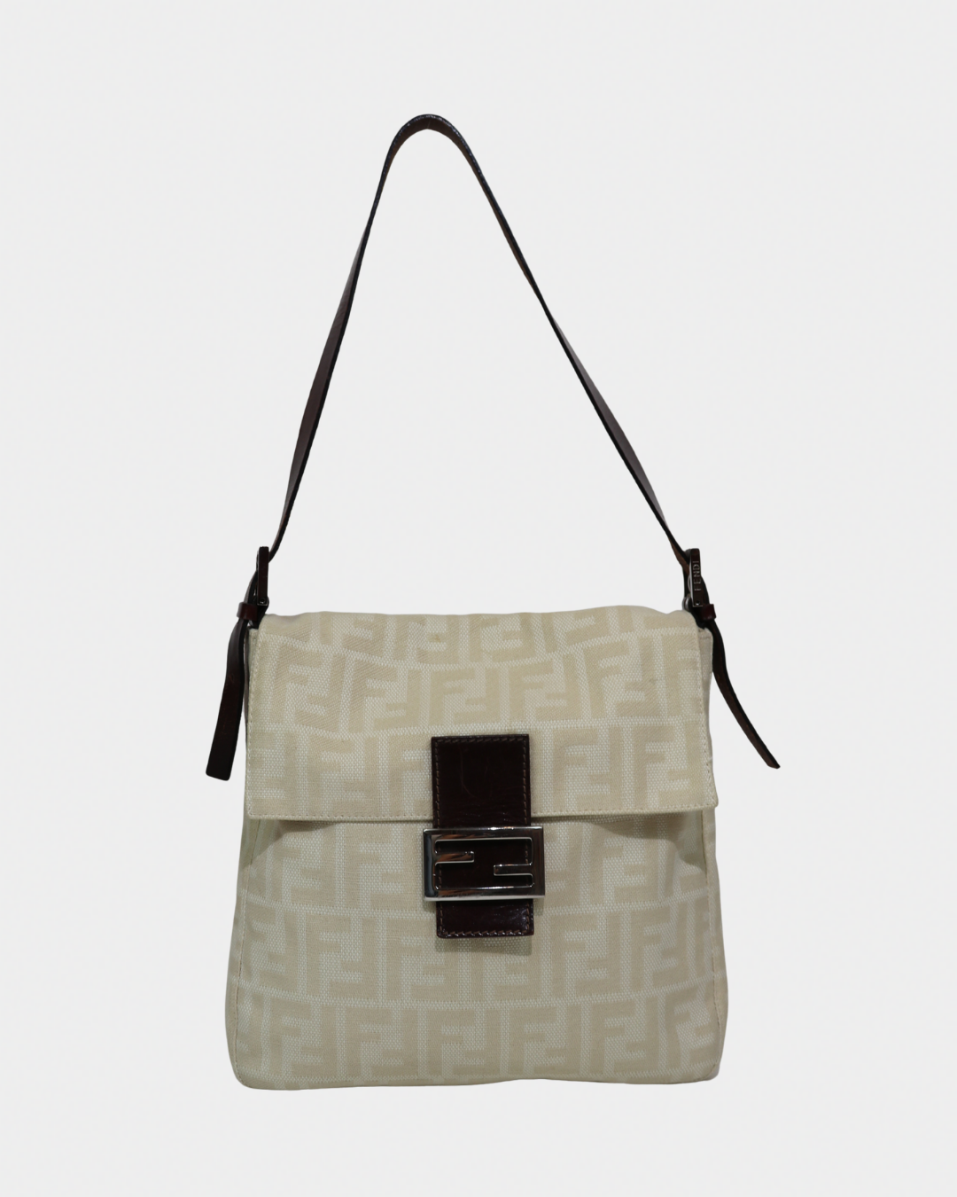 Fendi Zucca Cream Mamma Style Shoulder Bag