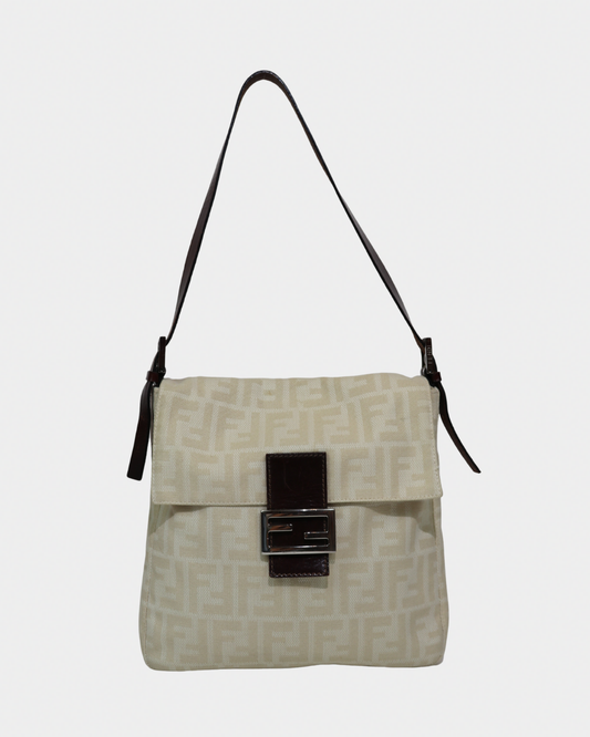 Fendi Zucca Cream Mamma Style Shoulder Bag
