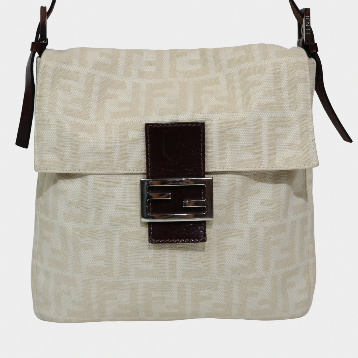 Fendi Zucca Cream Mamma Style Shoulder Bag