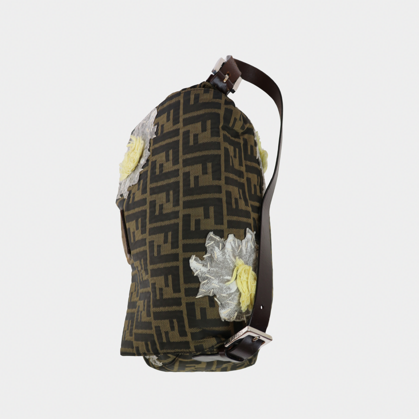 Floral Embroidered Fendi Mama Baguette Brown Monogram
