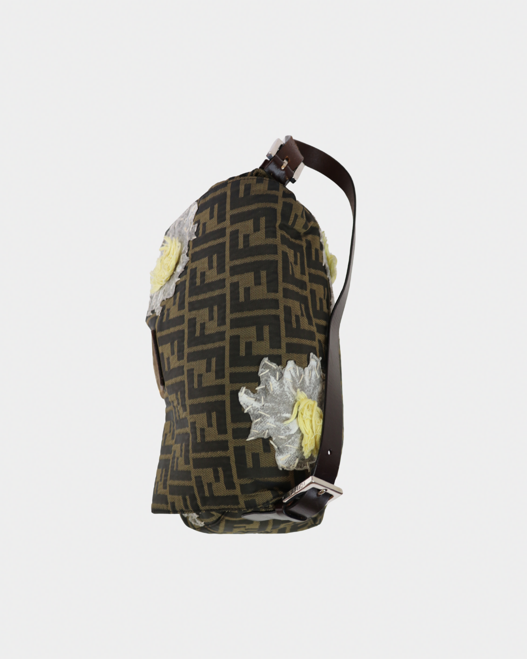 Floral Embroidered Fendi Mama Baguette Brown Monogram