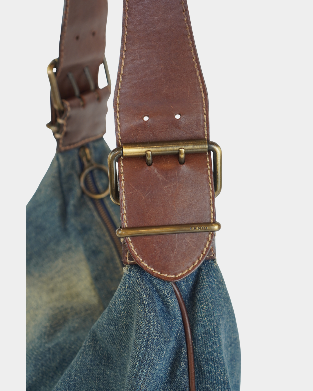 Fendi Denim Oyster Shoulder Bag