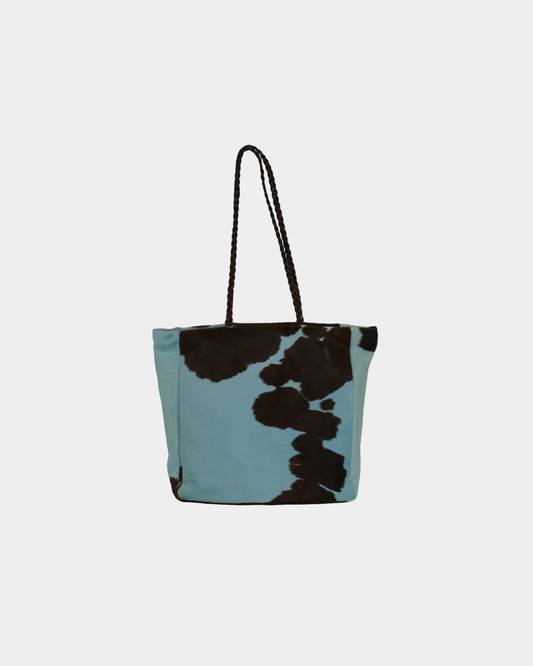 Blue Cow Print Pony Hair Bag