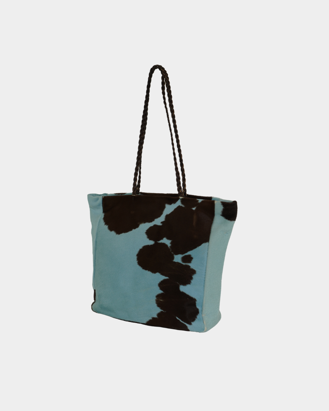 Blue Cow Print Pony Hair Bag